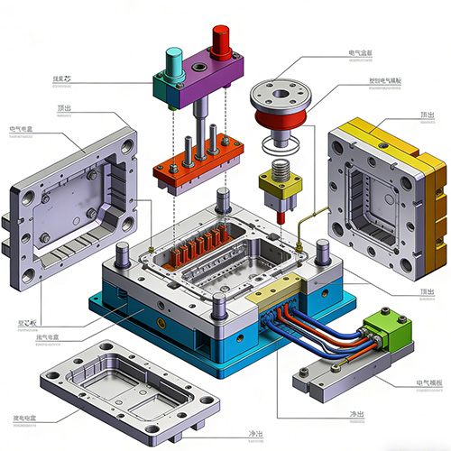 Moulage de boîtes électriques en plastique par injection